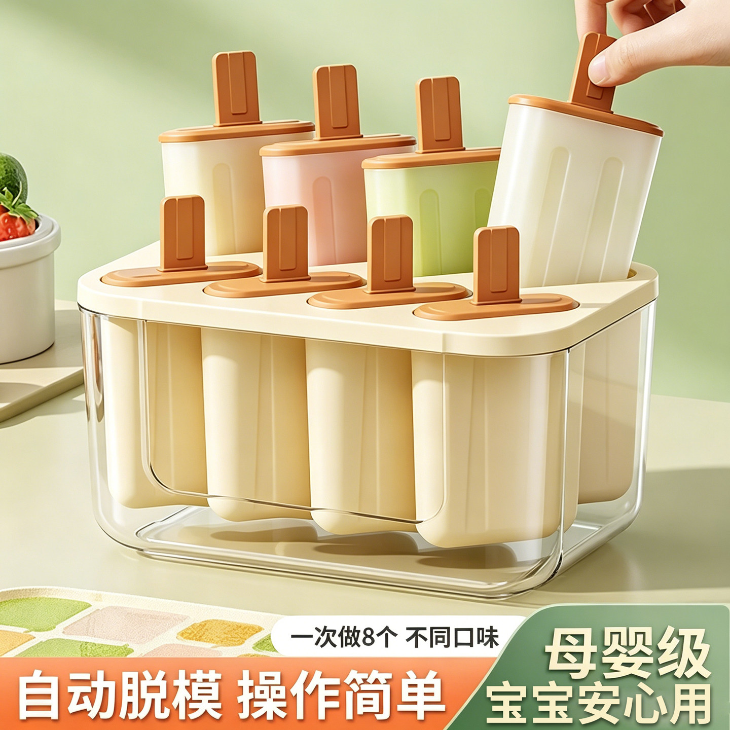 日本品牌雪糕模具食品级家用做冰棍冰棒冰淇淋磨具冻冰块盒制冰盒