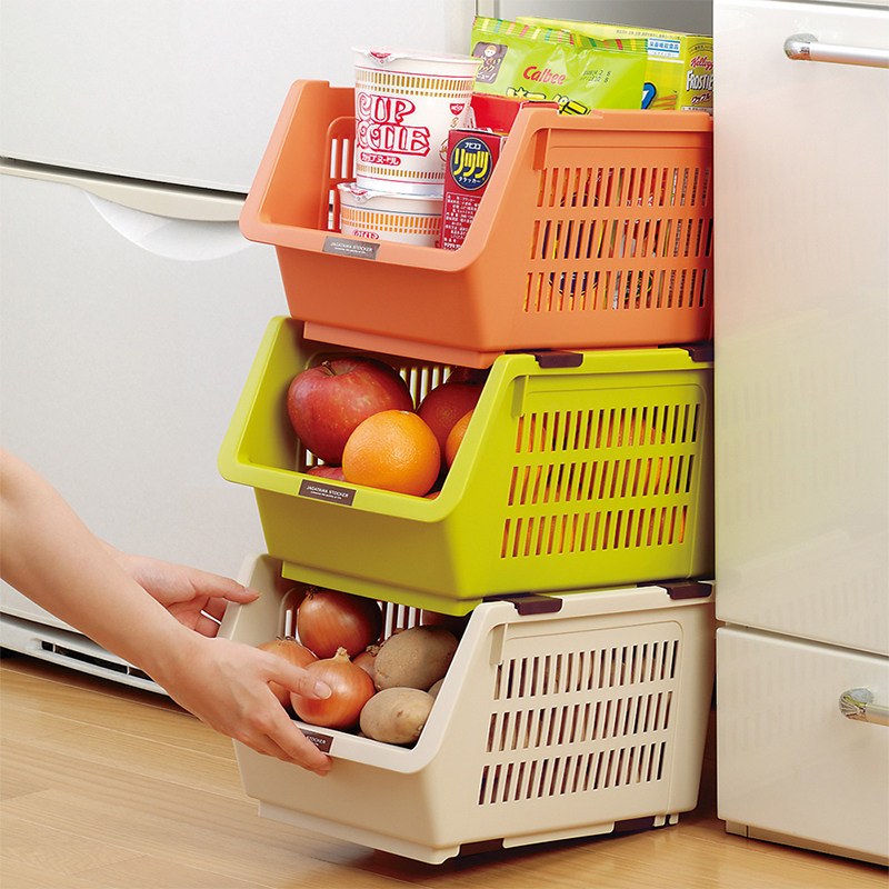 日本进口可叠加收纳筐塑料玩具收纳篮厨房零食蔬菜筐子浴室置物架,厨房/烹饪用具,果蔬置物架/篮/框,淘宝优惠券,粉丝福利购,淘宝优惠卷