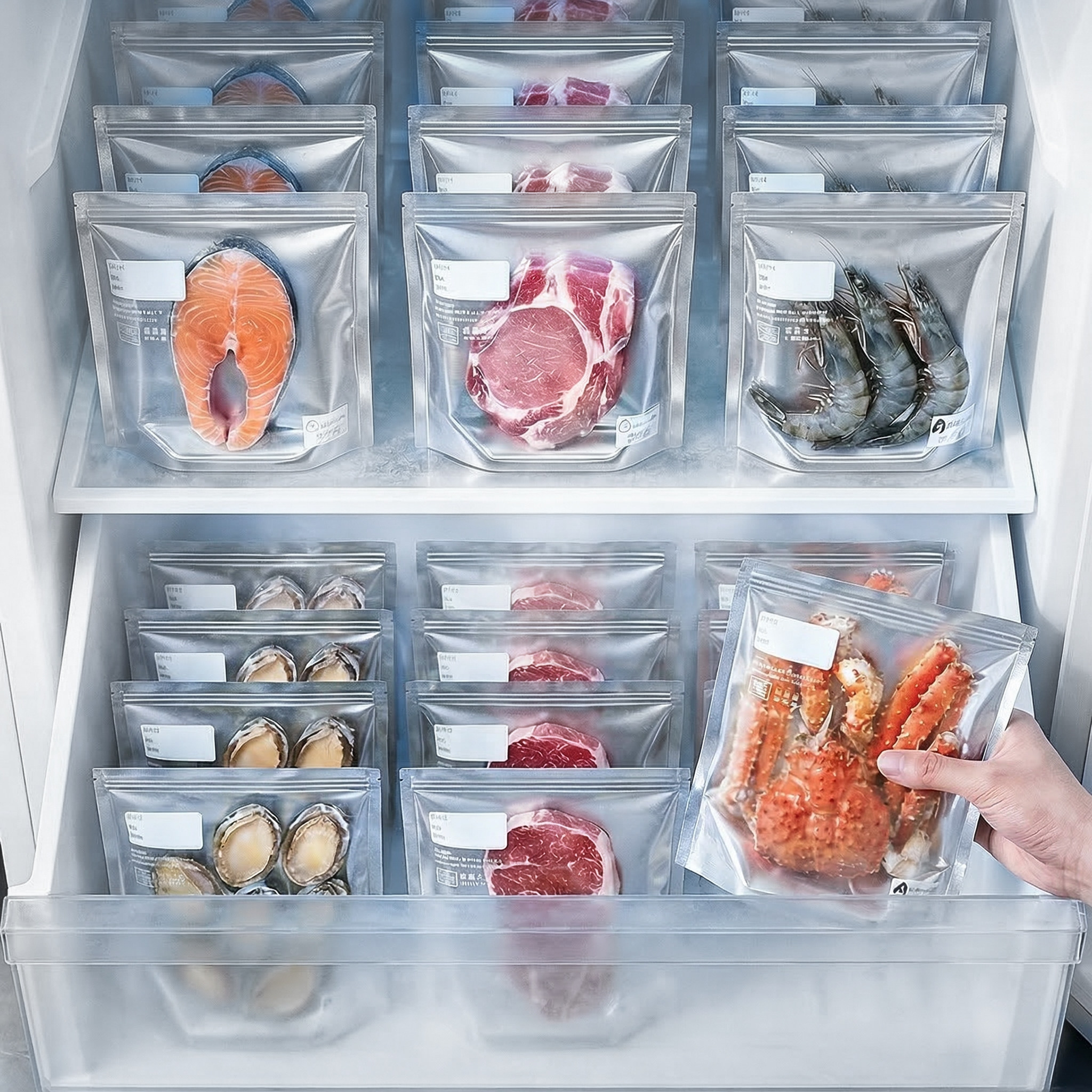 日本品牌铝箔保鲜袋食品级加厚密封袋冰箱食物冷冻肉专用袋密实袋