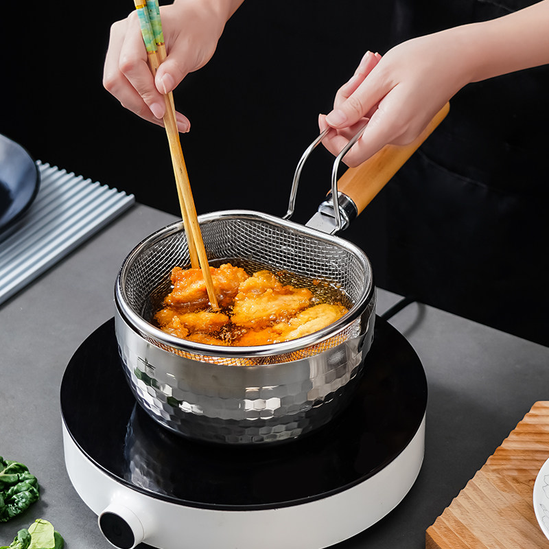 日本不锈钢漏勺网篮厨房捞煮面条油炸火锅烫粉沥水洗菜大过滤网筛