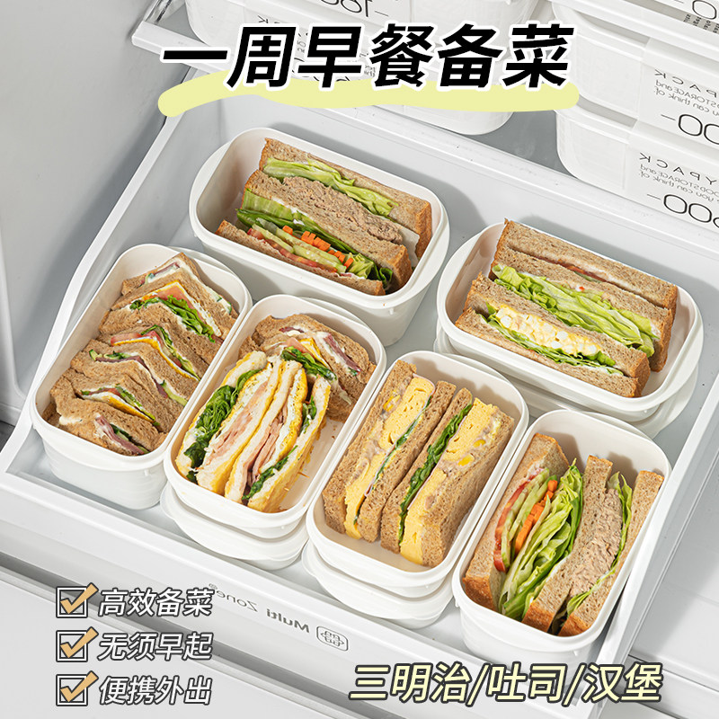 早餐三明治便当盒食品级保鲜盒图片