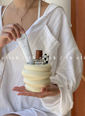 click原创 蜂蜜罐形收纳筒文具化妆笔桶餐具筷子筒陶瓷罐花瓶摆件