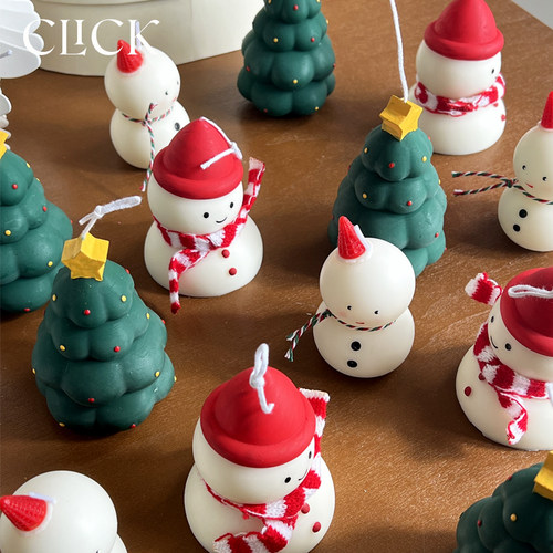 可爱立体雪人装饰蜡烛节日氛围