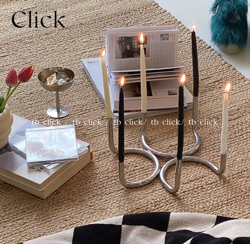 Click包豪斯风不锈钢U型双头烛台