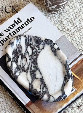 click天然大理石头装饰置物托盘摆件轻奢宝格丽桌面首饰蜡烛盘