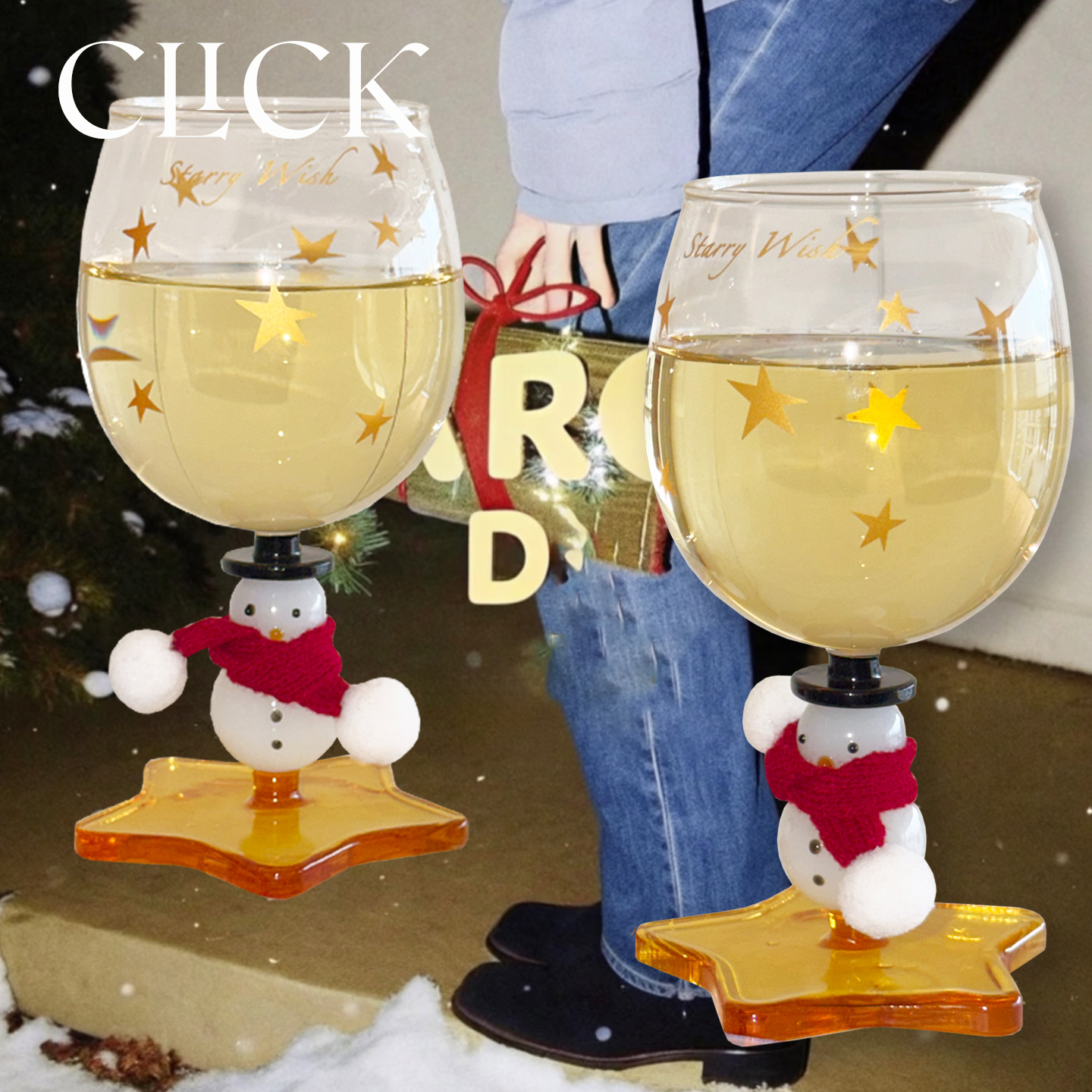 click家居围巾雪人红酒杯