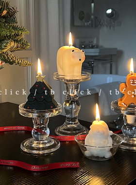 click圣诞蜡烛摆件节日氛围装饰 小礼物可爱造型姜饼人圣诞树老人