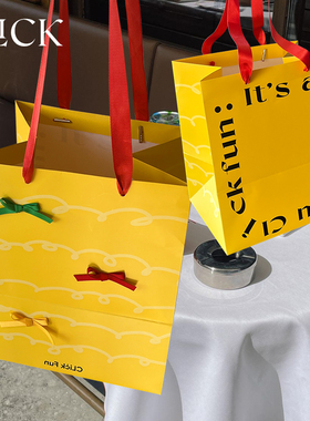 click原创设计蝴蝶结礼品礼物袋子大号纸袋购物袋包装高档 超结实