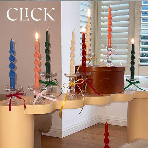 螺旋型长杆蜡烛彩色节日氛围