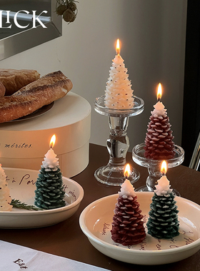 Click圣诞树香薰蜡烛装饰摆件节日氛围道具圣诞节小礼物雪顶白色