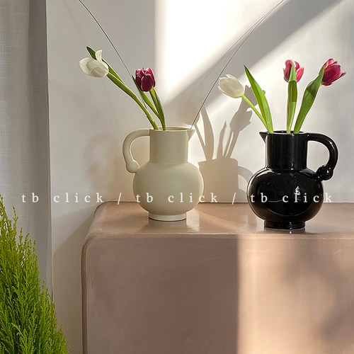 Click法式提手花瓶陶瓷摆件
