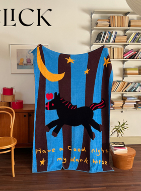 click原创幸运奔跑黑马半边绒午睡毛毯沙发盖毯马年新年礼物秋冬