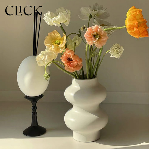 click经典原版哑光陶瓷圈圈花瓶