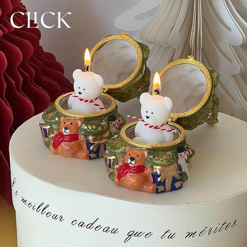 陶瓷圣诞树开盒小熊香薰蜡烛