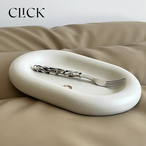 click家居陶瓷置物收纳椭圆盘