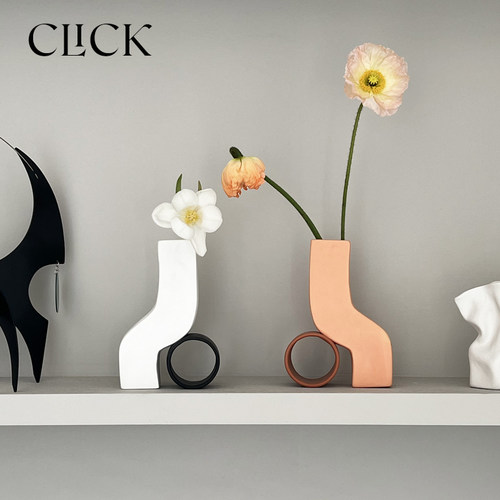 北欧风几何陶瓷桌面插花瓶摆件