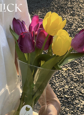Click高品质湿感郁金香仿真花拍摄道具软装装饰样板间假花摆件