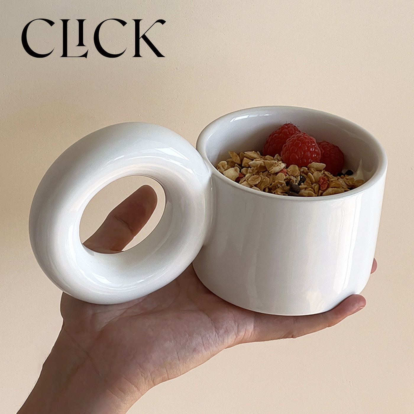 简约陶瓷马克杯创意圆环把手