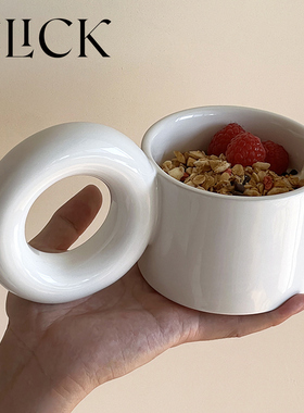 click家居超大把手甜甜圈陶瓷马克杯酸奶碗水杯咖啡杯韩式ins