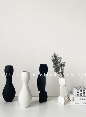 click创意异形抽象花瓶摆件 低温陶瓷中古名宿基地样板间装饰道具
