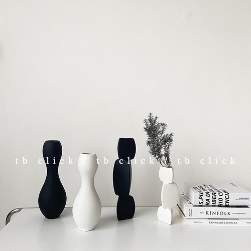 保龄球形低温陶瓷花瓶北欧风装饰