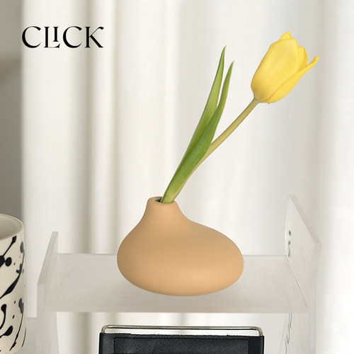 click日式侘寂风陶土桌面花瓶