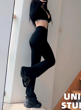 神裤！欧美超模喇叭裤辣妹显瘦高腰马蹄瑜伽健身拖地外穿打底长裤