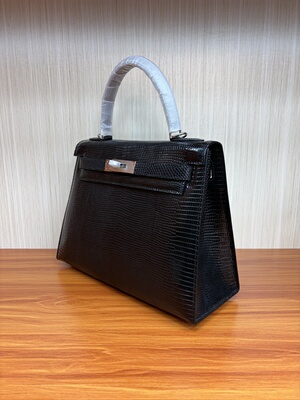 进口蜥蜴皮kl28cm手缝蜡线简约时尚单肩斜挎手提女包