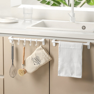 日式壁挂式橱柜门板挂架厨房门后免打孔抹布勺子铲子排式卡位挂钩