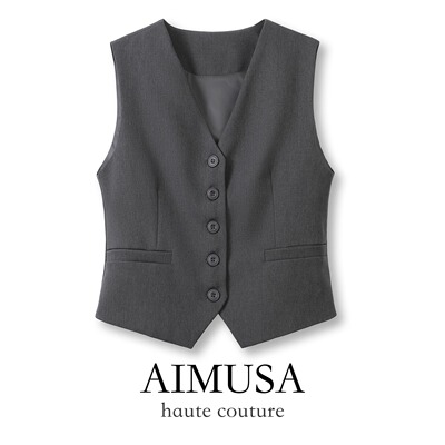 25春秋格雷系灰色西装马甲背心女春季无袖坎肩外套叠穿