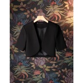 配吊带连衣裙外搭开衫 短款 罩衫 夏季 小坎肩披肩外套女短袖 无领西装