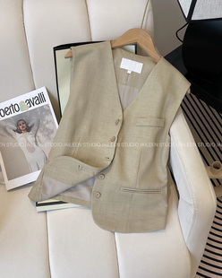 高级感休闲百搭超好看薄款 新款 小马甲外套 马夹上衣女2024夏季 西装