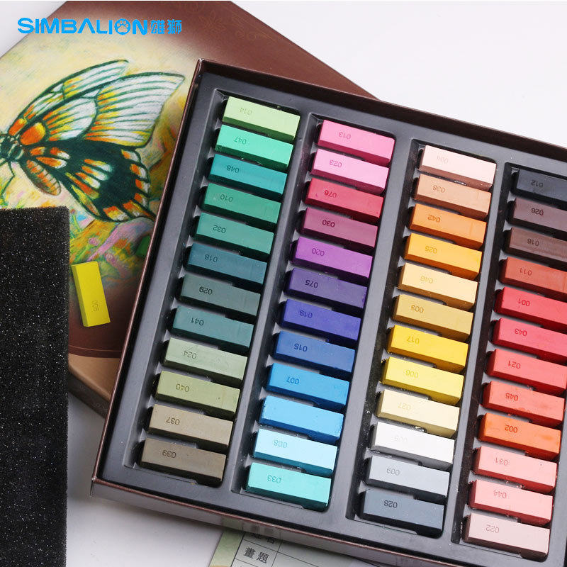 包邮台湾雄狮48色软性短支色粉笔粉画笔粉彩棒绘画化妆染发蜡笔24色黑板报画画笔彩色粉笔