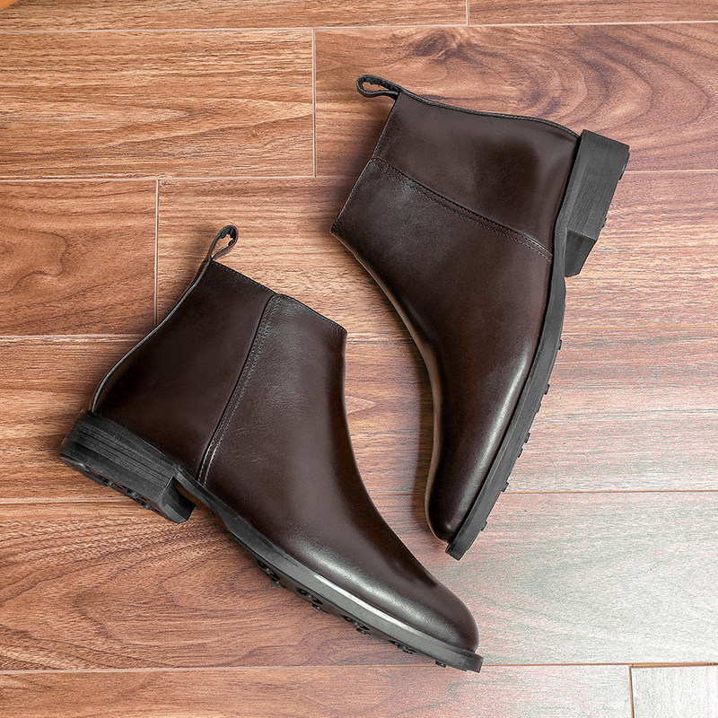 FUR INTEGRATED CHELSEA BOOTS MENS VELVET WARM MARTIN BOOTS LEATHER COTTON SHOES WOOL BOOTS BRITISH STYLE MENS ANKLE BOOTS