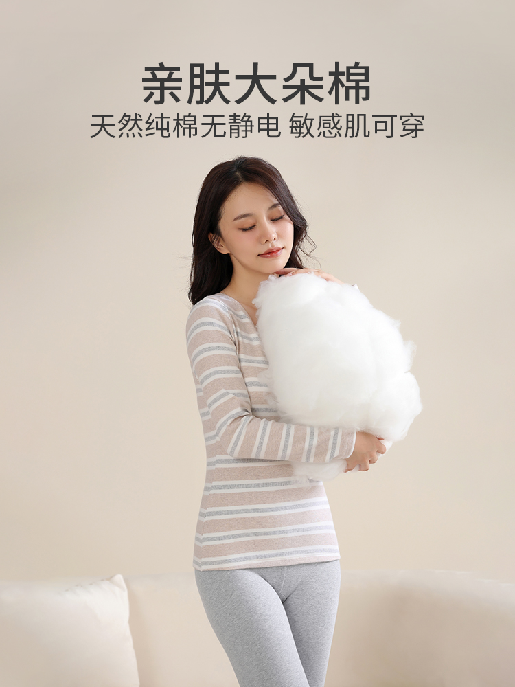 新一步女士保暖内衣女套装纯棉秋衣秋裤加厚磨毛秋冬季打底棉毛衫