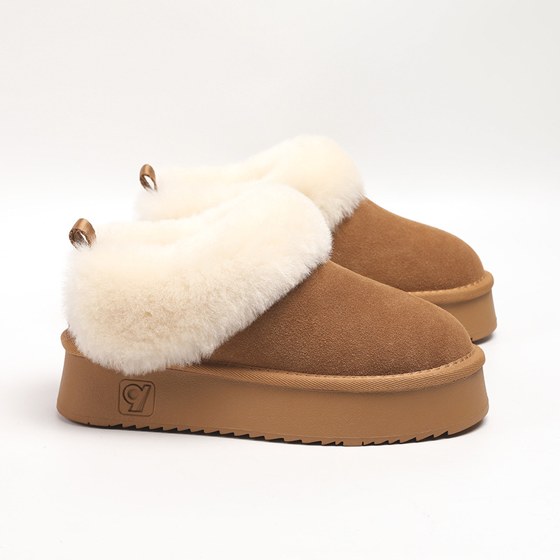 真皮雪地靴女鞋2025年冬季新款舒适休闲加绒毛毛鞋厚底户外棉鞋