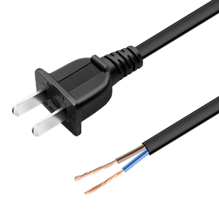 3C二插2芯电源线国标2插头裸线尾单头0.5/0.75/1.5平方纯铜电源线