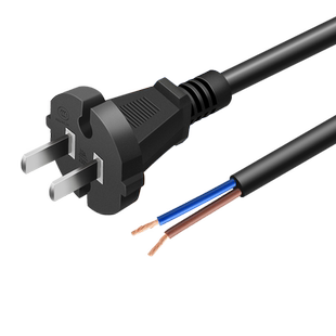 3C纯铜国标二插弯头直头裸尾电动工具大功率电源线带插头1.5平方
