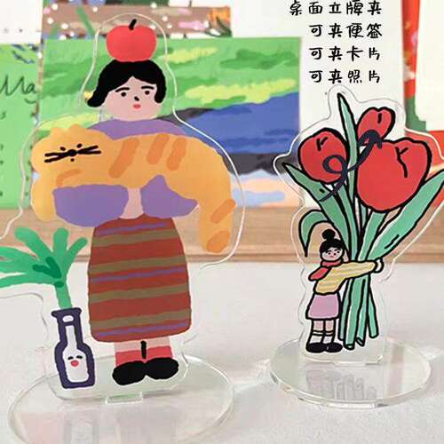 亚克力立式便签夹定制可爱创意文字留言立牌装饰桌面摆件来图订做
