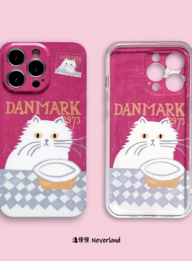 双面印花iphone14/14promax小众猫咪iPhone12手机壳适用苹果13promax保护套芭比粉玫红苹果13全包防摔耐脏imd