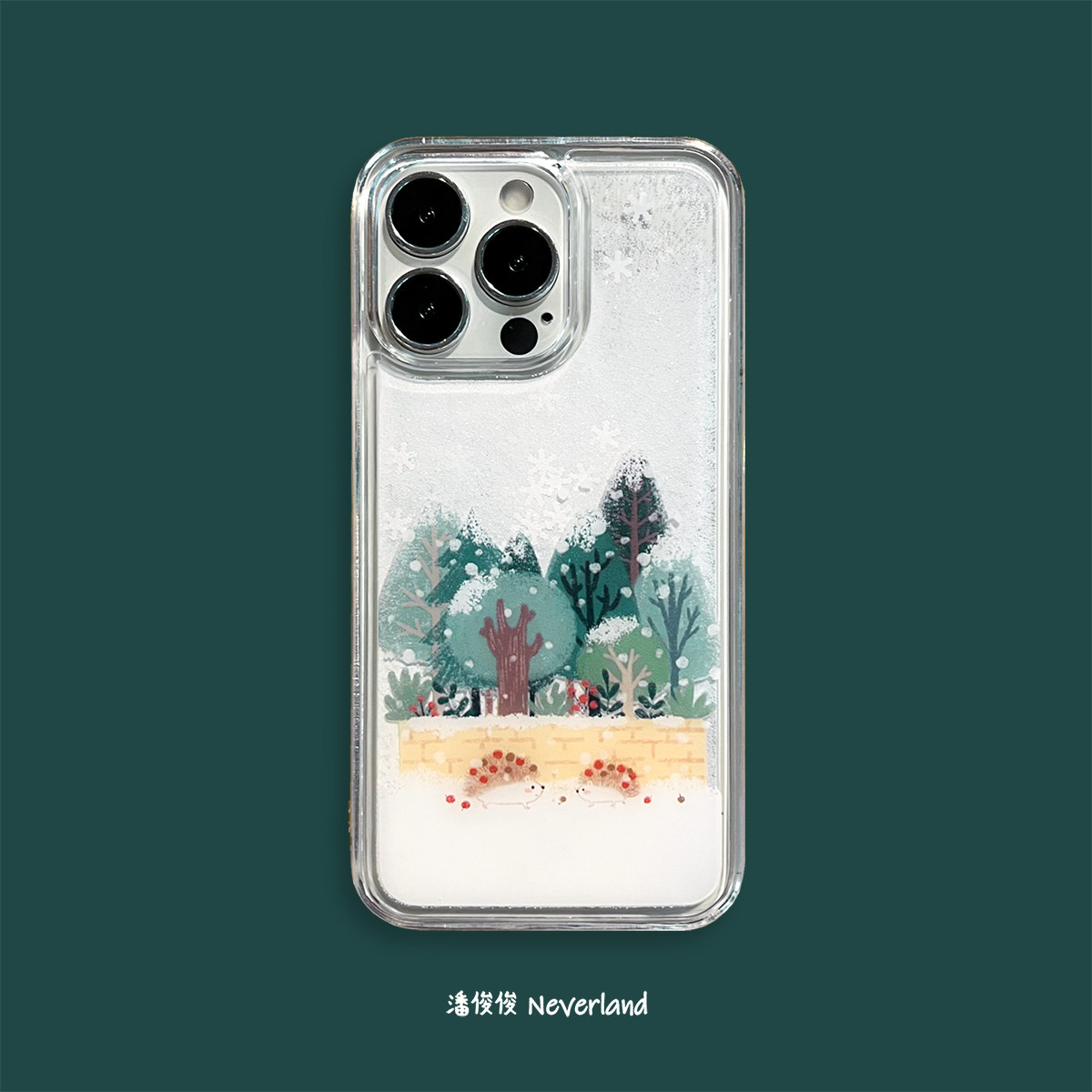 下雪流沙高透原创插画苹果手机壳