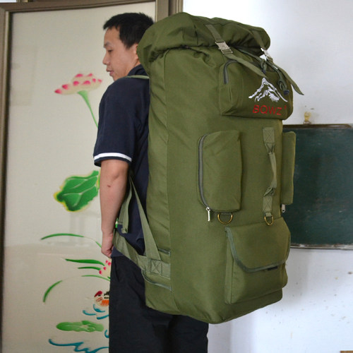 宝奇王子BQWZ超大背包户外登山包150L行李包英伦帆布防水双肩包