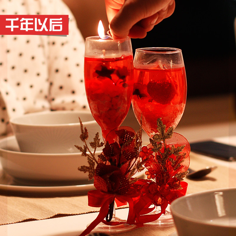 订婚生日布置红酒杯电子蜡烛表白烛光晚餐玻璃蜡烛灯欧式结婚装饰