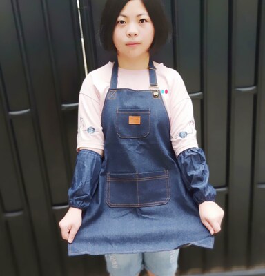 韩版牛仔布儿童木工做饭无袖围裙