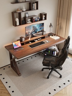 家用卧室电竞桌子飘窗小型学习写字办公书桌 全实木双人电脑桌台式