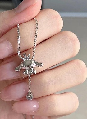 卡通玉桂狗流苏项链时尚轻奢ins风锁骨项链可调节送女友闺蜜礼物