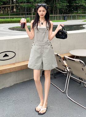 兰贝儿  2026年夏季牛仔背带短裤女牛仔背带裤女装连体裤休闲高腰