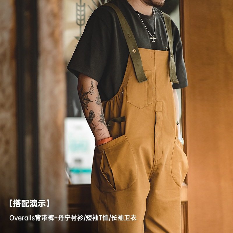 马登工装美式复古直筒连体背带裤