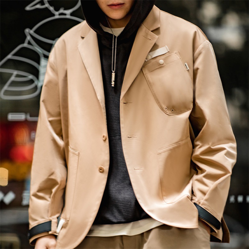 马登宽松多口袋西装夹克西服外套