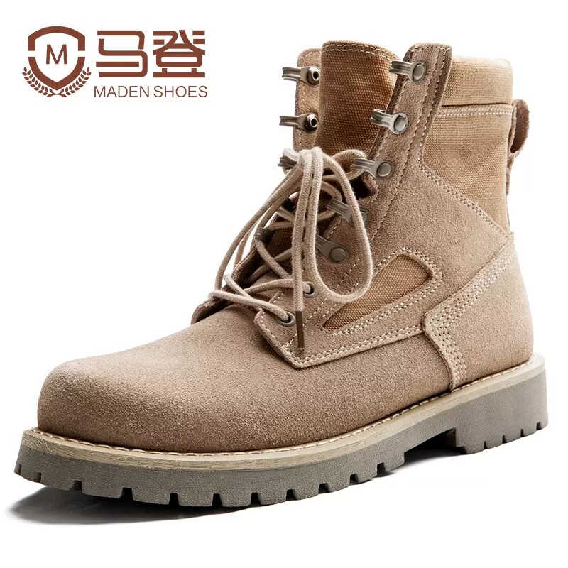 马登高帮马丁靴男潮百搭绒皮鞋子工装靴秋季结实保暖雪地靴沙漠靴